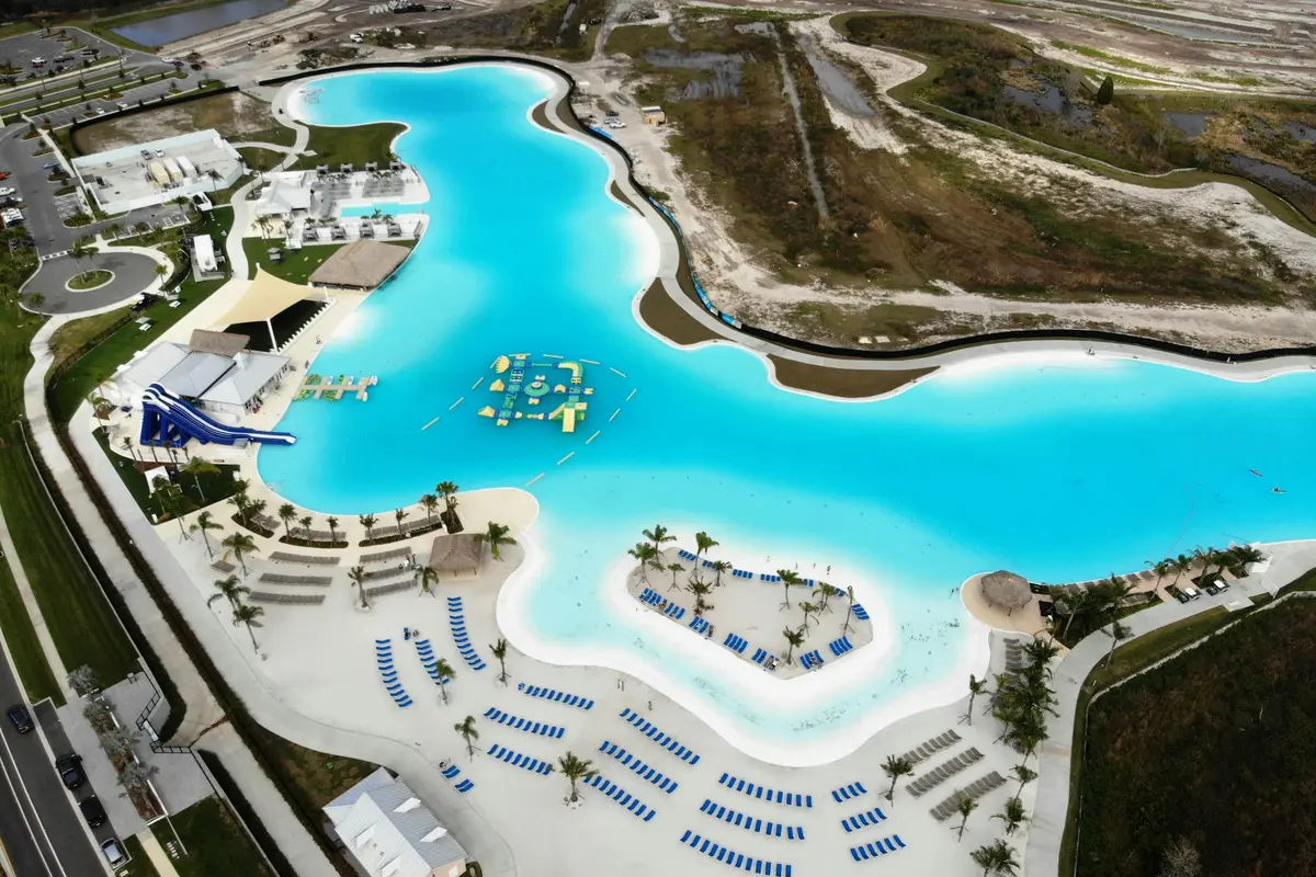 Aerial view of Epperson Lagoon and nearby Wesley Chapel development